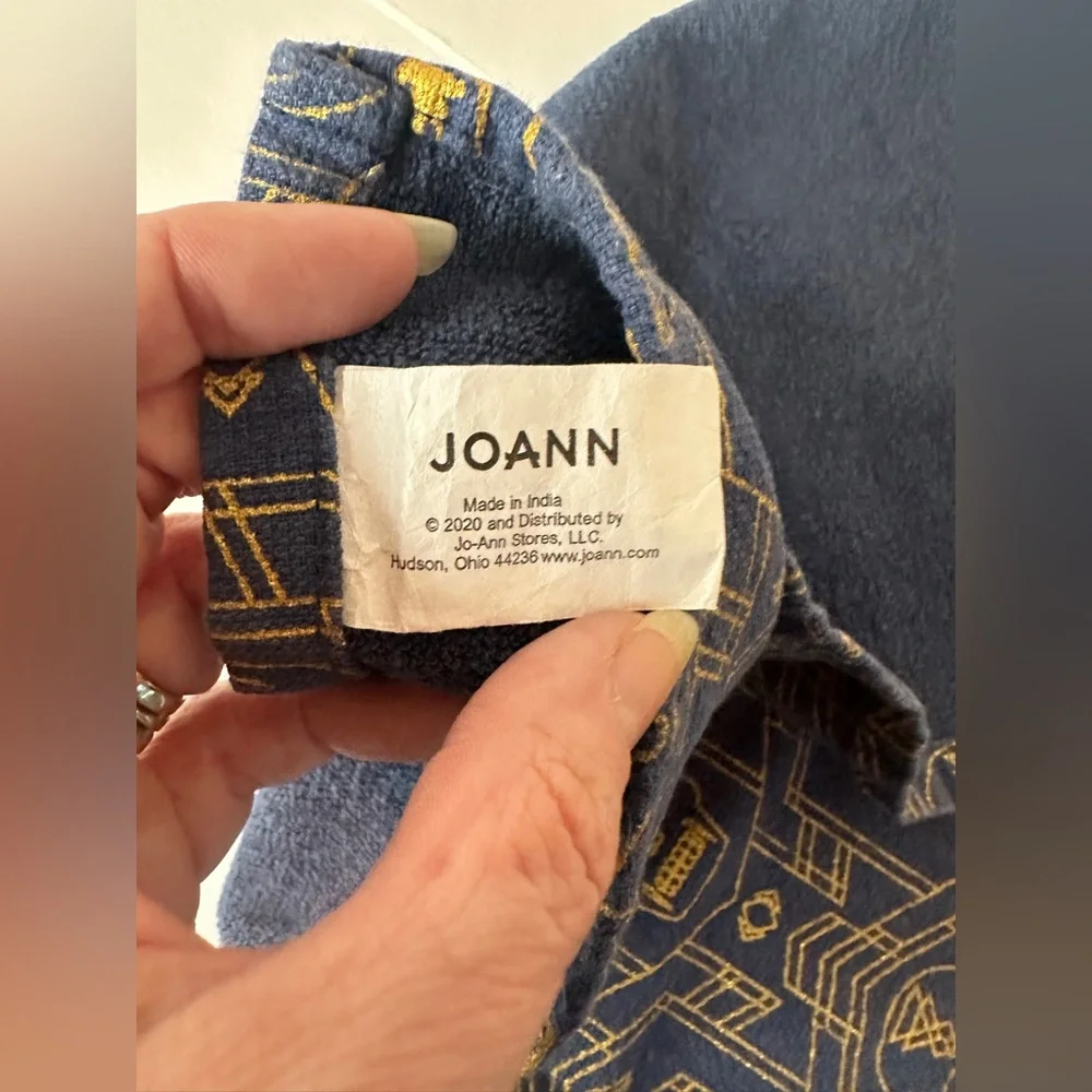 Joann Navy Blue and Gold Skull Aztec Print Mantle Scarf Decor With Gold Fringe